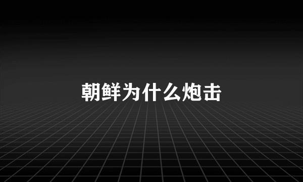 朝鲜为什么炮击