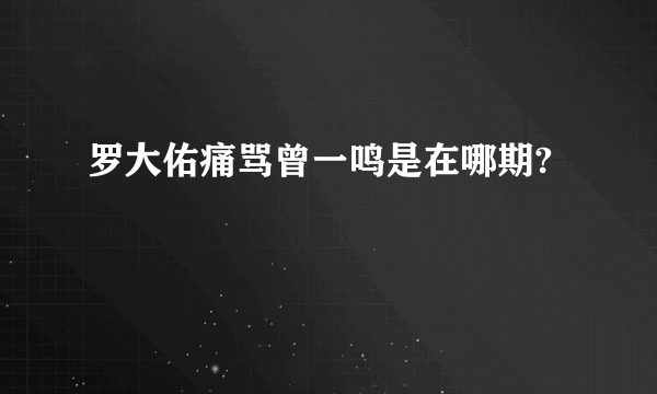 罗大佑痛骂曾一鸣是在哪期?