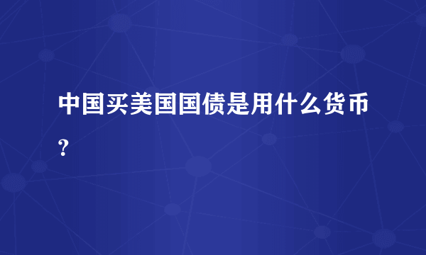 中国买美国国债是用什么货币？