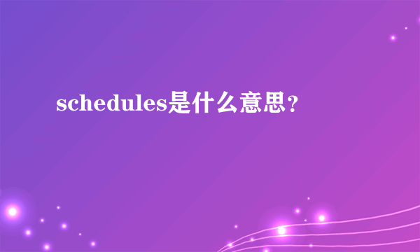schedules是什么意思？