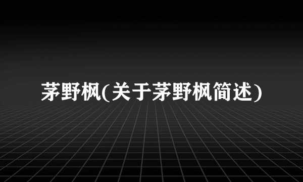 茅野枫(关于茅野枫简述)