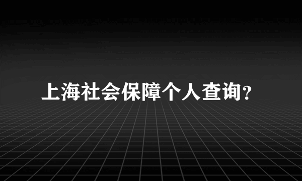 上海社会保障个人查询？