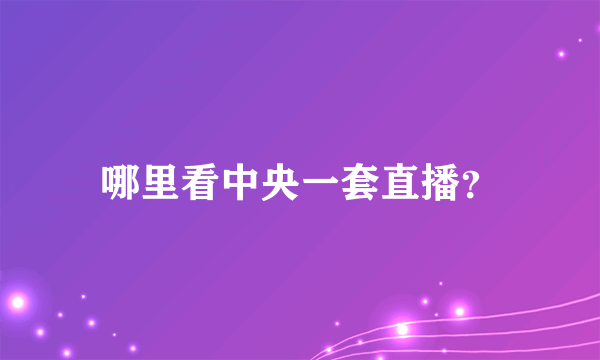 哪里看中央一套直播？