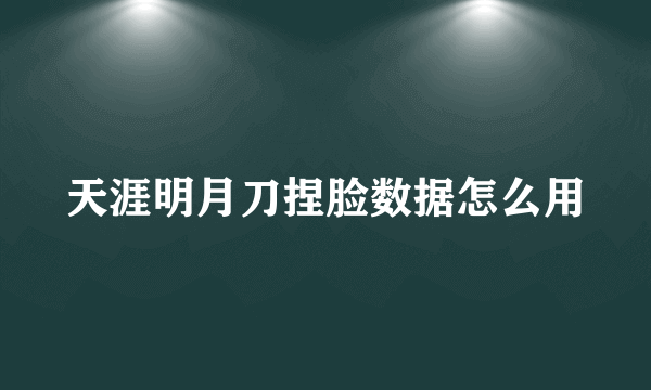 天涯明月刀捏脸数据怎么用