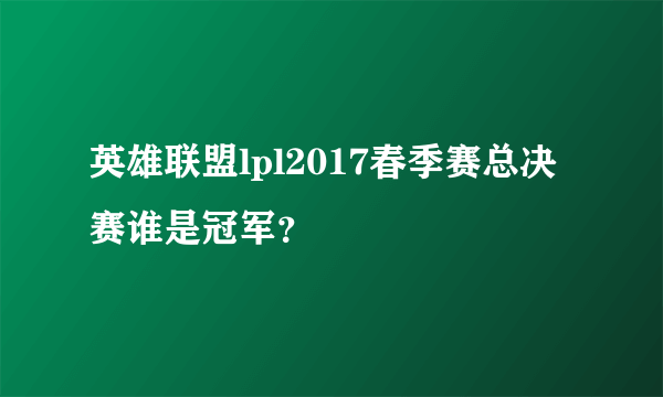 英雄联盟lpl2017春季赛总决赛谁是冠军？