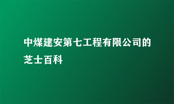 中煤建安第七工程有限公司的芝士百科