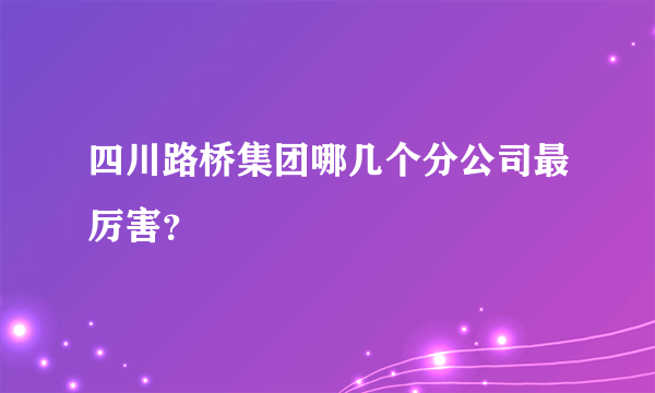 四川路桥集团哪几个分公司最厉害？
