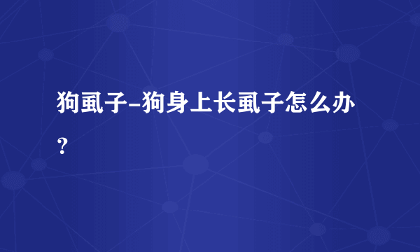 狗虱子-狗身上长虱子怎么办？