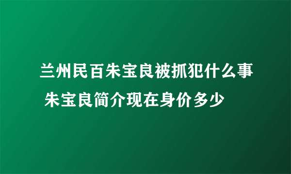 兰州民百朱宝良被抓犯什么事 朱宝良简介现在身价多少