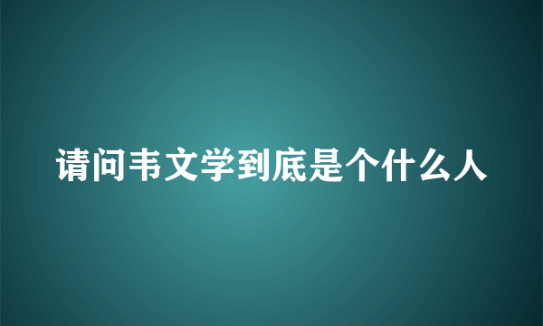 请问韦文学到底是个什么人