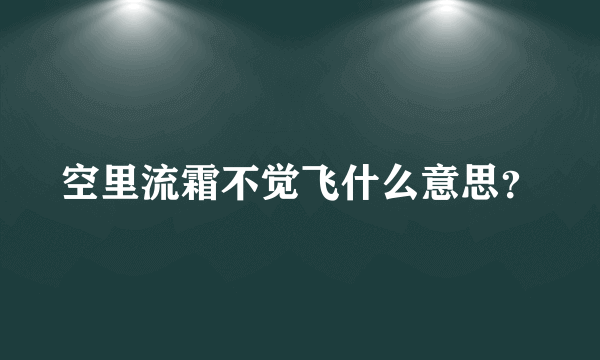 空里流霜不觉飞什么意思？