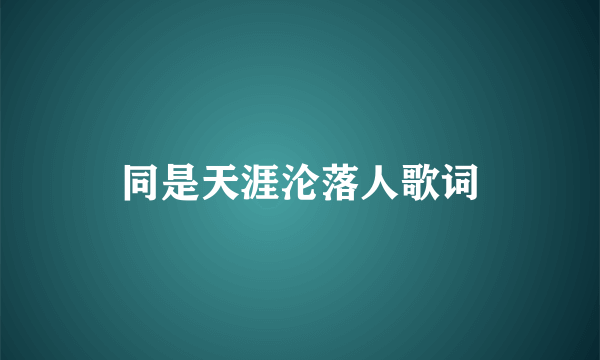 同是天涯沦落人歌词