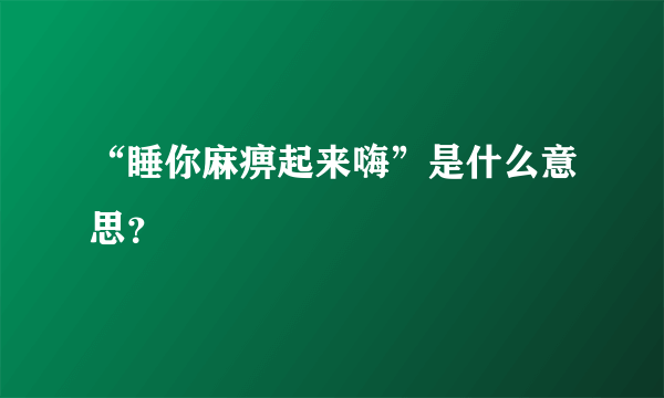 “睡你麻痹起来嗨”是什么意思？