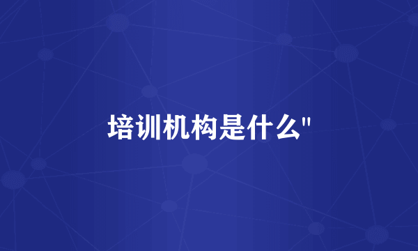培训机构是什么
